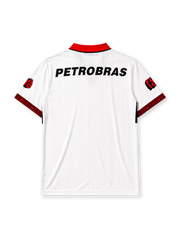Flamengo 1995 away jersey in white with red and black chest band and Lubrax sponsor branding