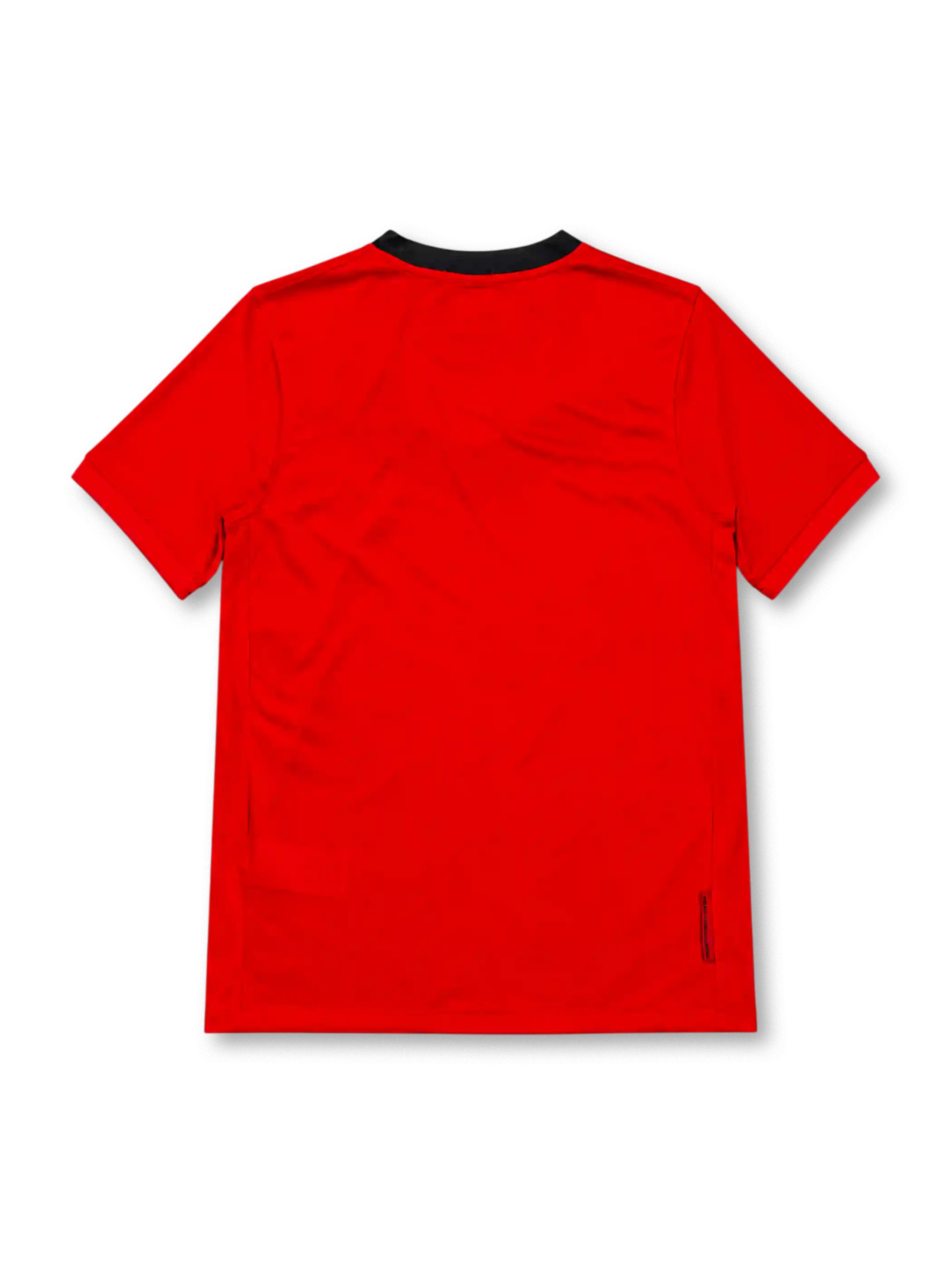 Manchester United 2009/10 red home jersey featuring a black chest chevron, white Nike logo, AIG sponsor, and club crest, front view.