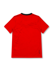 Manchester United 2009/10 red home jersey featuring a black chest chevron, white Nike logo, AIG sponsor, and club crest, front view.