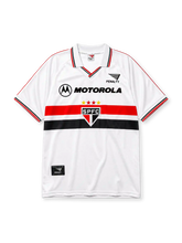 Sao Paulo FC 2000 home jersey in white with red and black chest band and Motorola sponsor branding