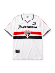Sao Paulo FC 2000 home jersey in white with red and black chest band and Motorola sponsor branding
