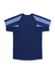 Inter Milan 2004/05 third jersey featuring navy and light blue horizontal stripes, yellow Nike Swoosh, central club crest, and Pirelli sponsor, front view.