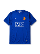 Manchester United 2008/09 third jersey in royal blue with rounded crest and AIG sponsor branding