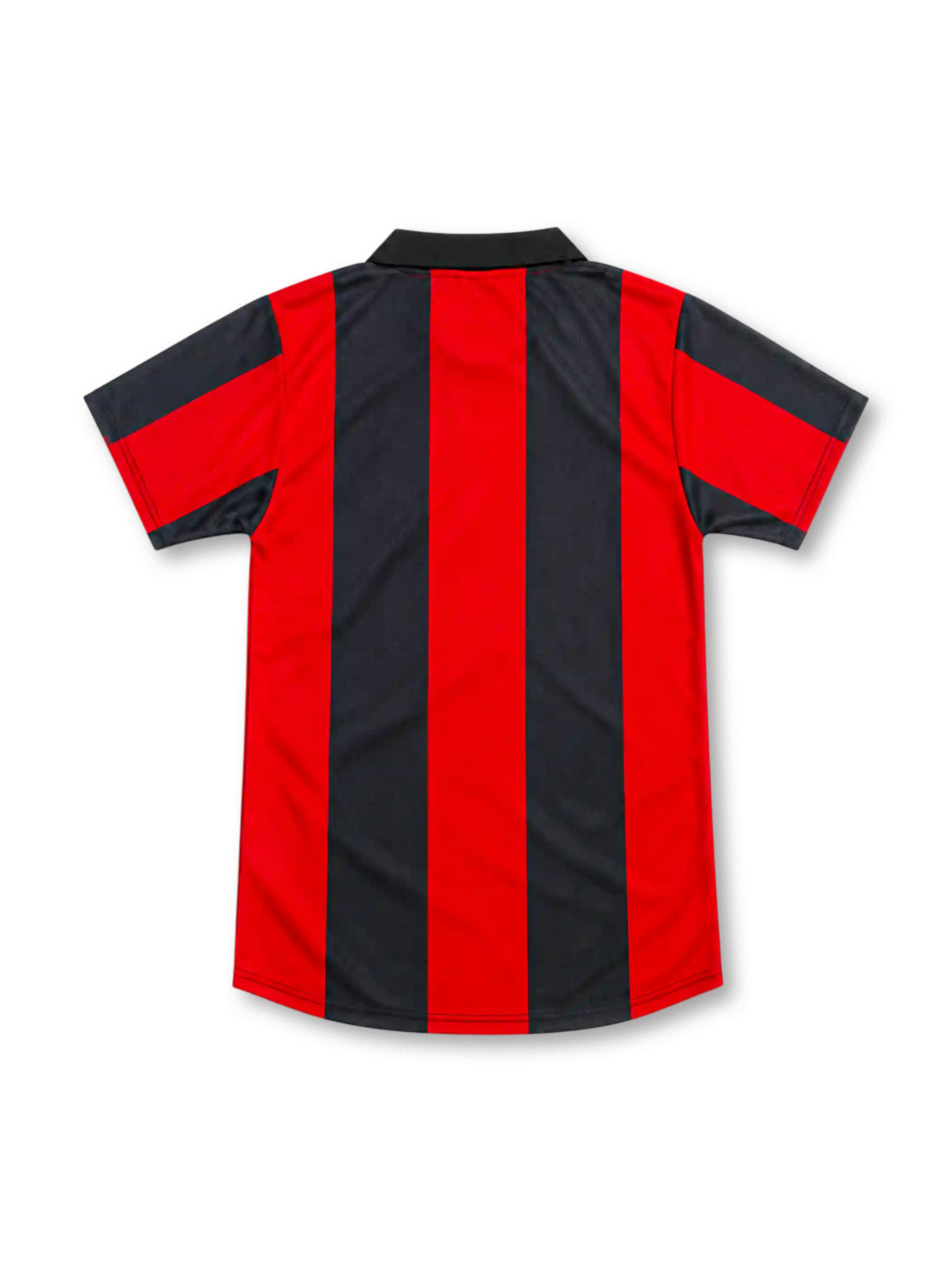 Eintracht Frankfurt 1999/00 home jersey with red and black stripes, lace-up collar, Puma logo, eagle crest and VIAG Interkom sponsor.
