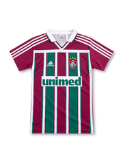 Fluminense 2003 home jersey with burgundy, green and white stripes, white adidas shoulder stripes, three-star crest and Unimed sponsor.
