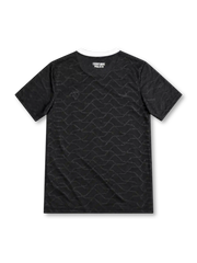 Corinthians 2012/13 black away jersey with tonal geometric pattern, white Nike Swoosh, club crest, CAIXA sponsor and white crew neck trim.