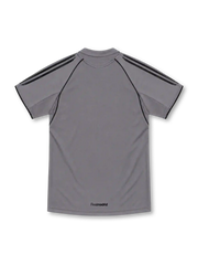 Real Madrid 2005/06 silver-gray third jersey with black adidas shoulder stripes, curved black piping, fold-down collar, Siemens sponsor and club crest.