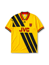 Arsenal 1993-94 away jersey in yellow with navy diagonal stripes
