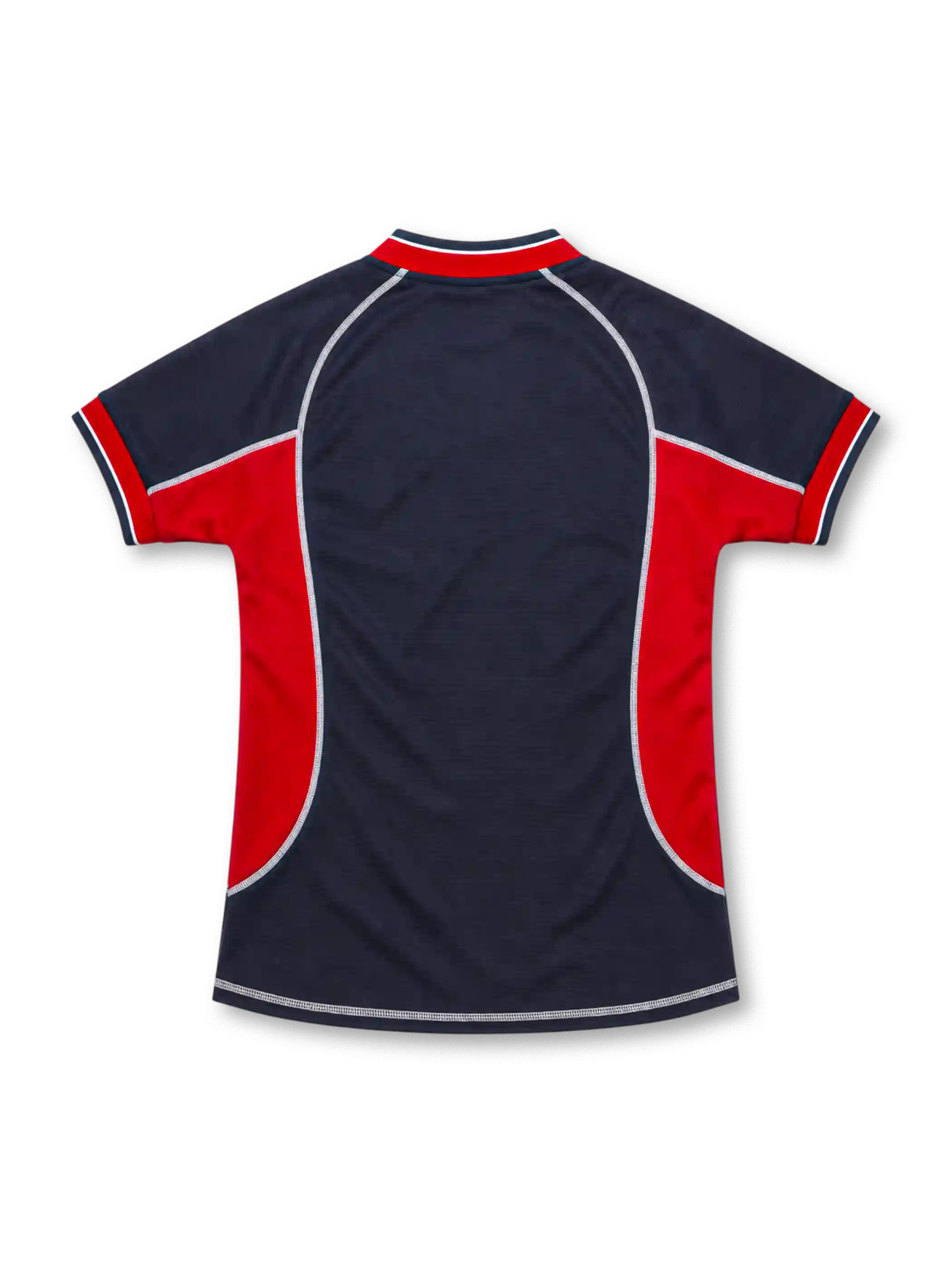 Manchester United 2000/01 navy third jersey with red side panels, white Umbro logo, monochrome club crest, white Vodafone sponsor and contrasting seams.