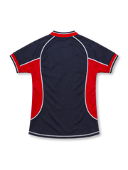 Manchester United 2000/01 navy third jersey with red side panels, white Umbro logo, monochrome club crest, white Vodafone sponsor and contrasting seams.