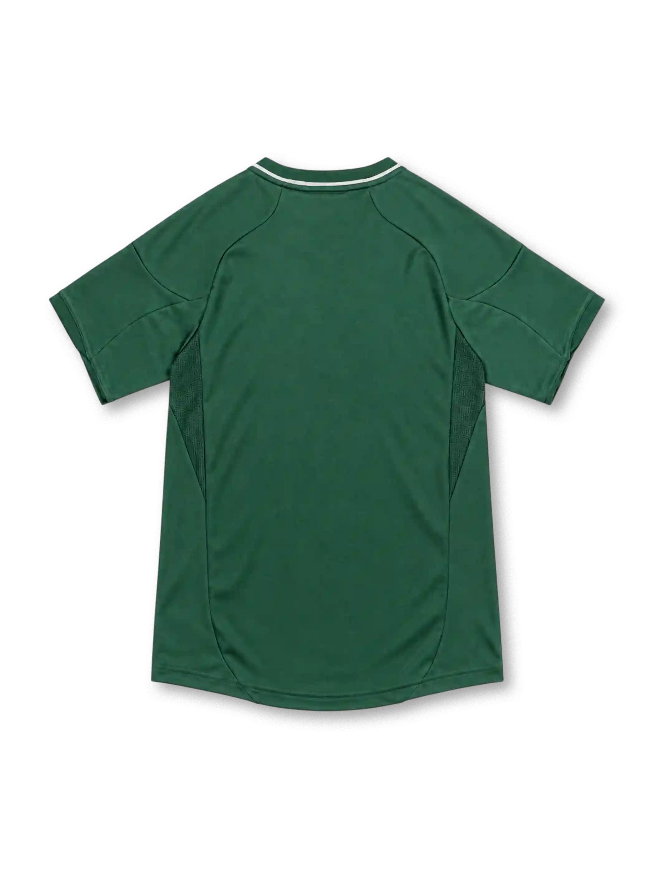 Real Madrid 2012/13 green adidas third jersey featuring subtle vertical pinstripes, white shoulder stripes, white adidas logo, full-color crowned club crest, white bwin sponsor and ClimaCool branding.