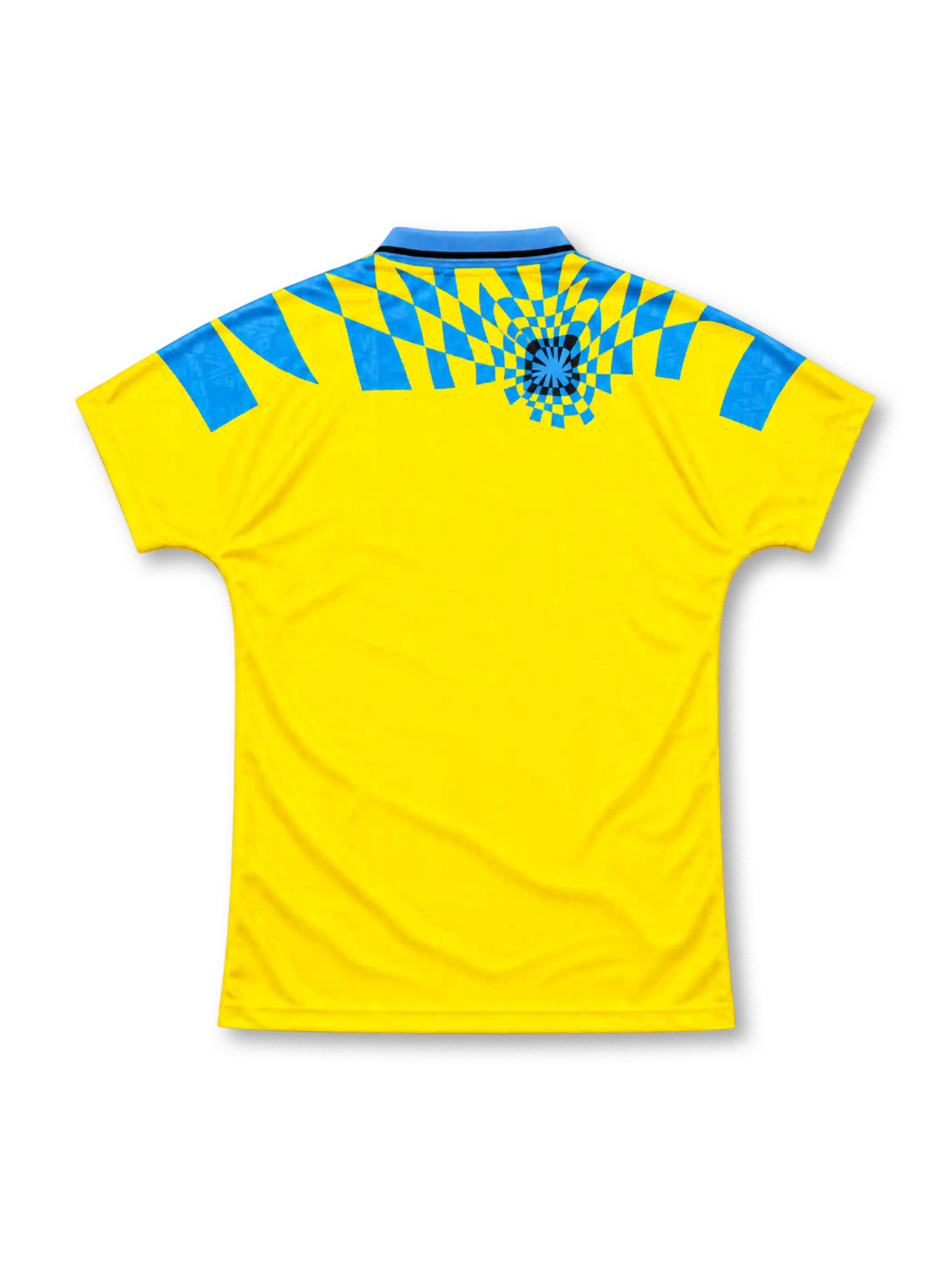 Inter Milan 1992/94 yellow third jersey with blue checkerboard pattern, Umbro logo and Fiorucci sponsor