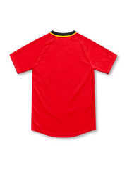 Belgium 2000 red home jersey with black and yellow collar, Nike logo and federation crest