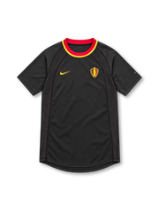 Belgium 2000 black away jersey with red and yellow collar, Nike logo and federation crest