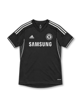Chelsea 2013/14 black away jersey with white adidas stripes, monochrome crest and Samsung sponsor