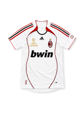 AC Milan 2006/07 white away jersey with Champions League Final Athens 2007 embroidery, adidas logo and bwin sponsor