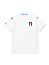 Italy 2002 white away jersey with ITALIA tricolour shield crest and blue Kappa logos on the shoulders