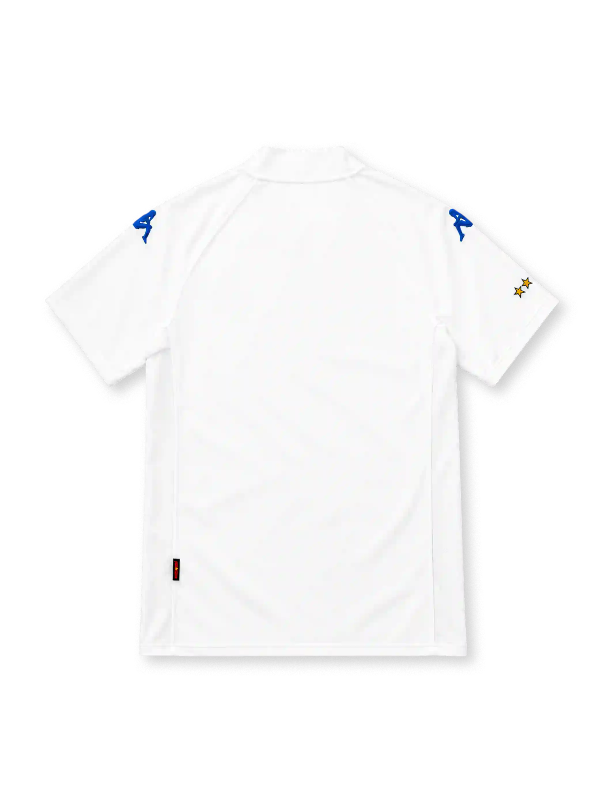 Italy 2002 white away jersey with ITALIA tricolour shield crest and blue Kappa logos on the shoulders