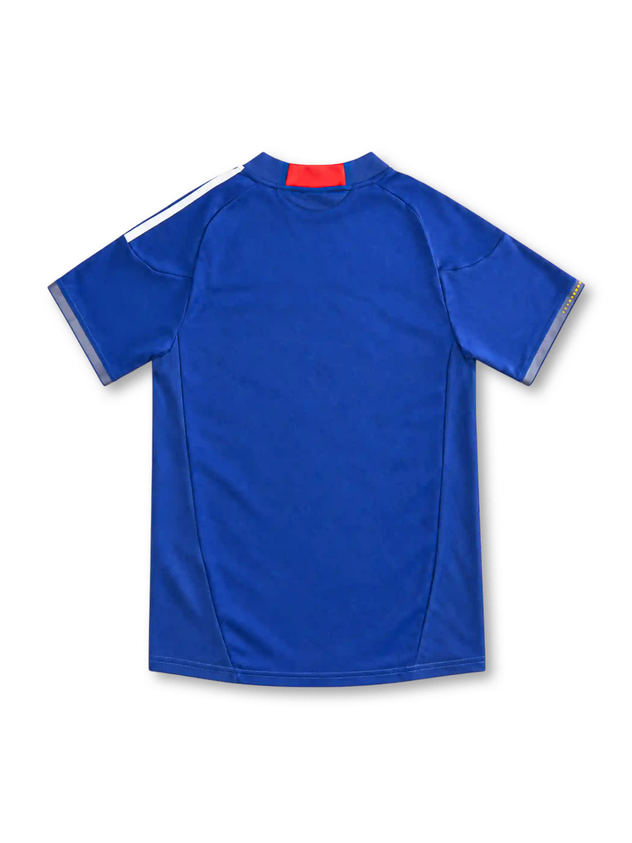 Japan 2010 royal blue home jersey with tonal pattern, red centre panel, white adidas stripes and JFA crest