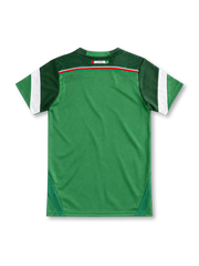 Mexico 2014 green home jersey with red and white chevron chest graphic, adidas logo and centred federation crest