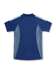 Argentina 2002 navy away jersey with white and sky blue stripes, dotted mesh side panels, adidas logo and AFA crest