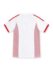 Turkey 2002 white away jersey with red chest band, red adidas stripes, red mesh side panels and flag emblem