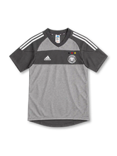 Germany 2002 grey away jersey with charcoal chest band, white adidas stripes and three-star DFB crest