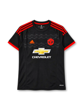 Manchester United 2015/16 black Adidas third jersey with red trim and Chevrolet sponsor