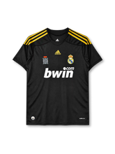 Real Madrid 2009/10 black Adidas away jersey with gold stripes and bwin.com sponsor