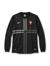 Portugal 2012/13 black Nike third long sleeve jersey with grey cross graphic and FPF crest