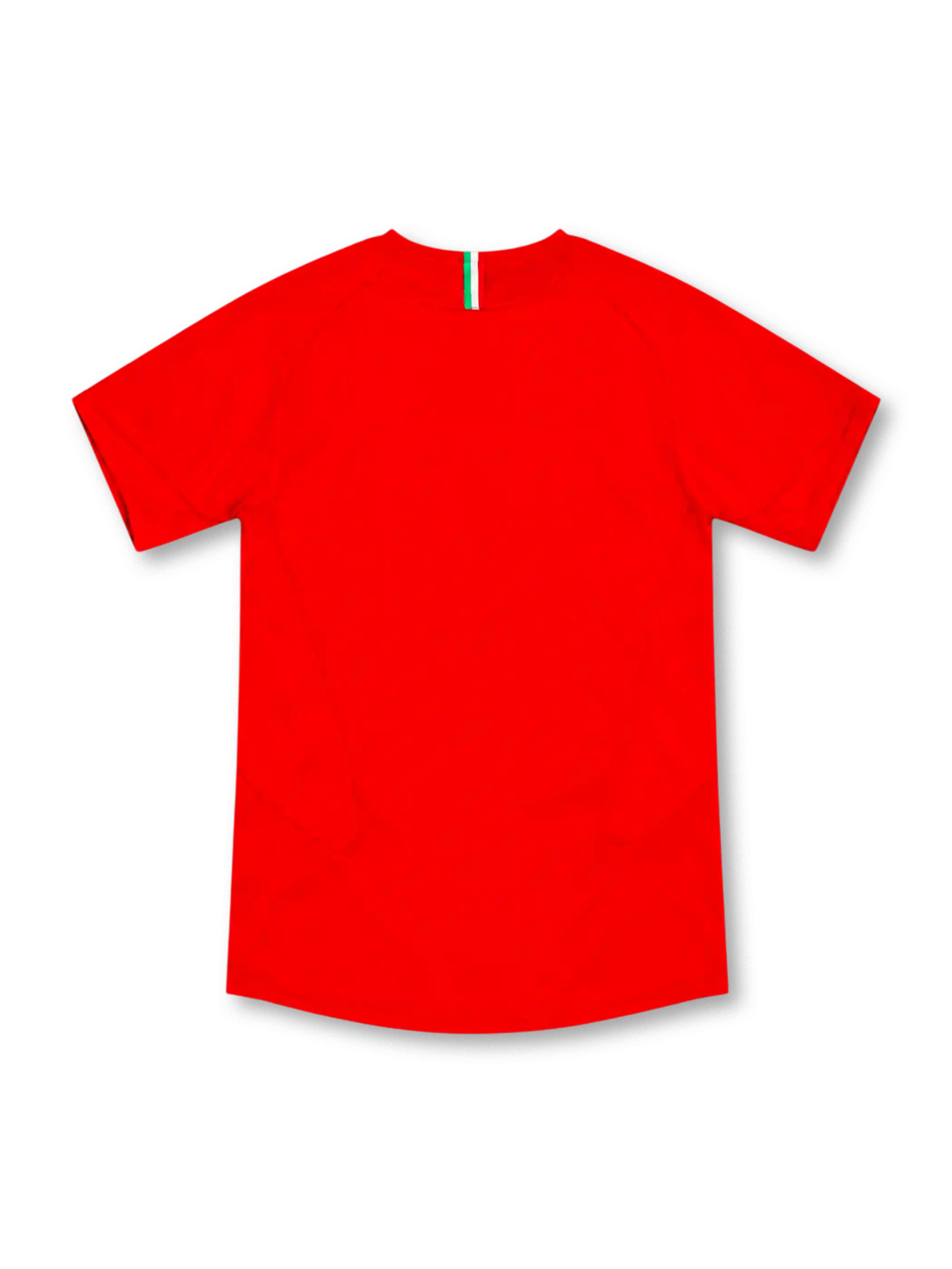 Juventus 2005/06 red away jersey with green and white tricolour stripe, Nike logo, centred crest and Tamoil sponsor