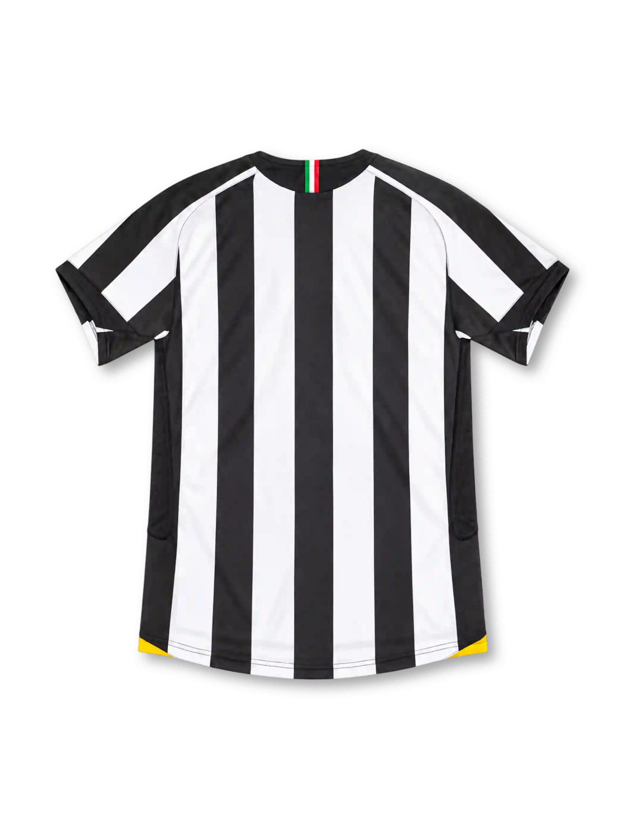 Juventus 2005/06 black and white striped home jersey with gold Nike logo, two gold stars, centred crest and Tamoil sponsor