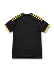 Juventus 2015/16 black third jersey with gold adidas stripes, three-star crest and gold Jeep sponsor