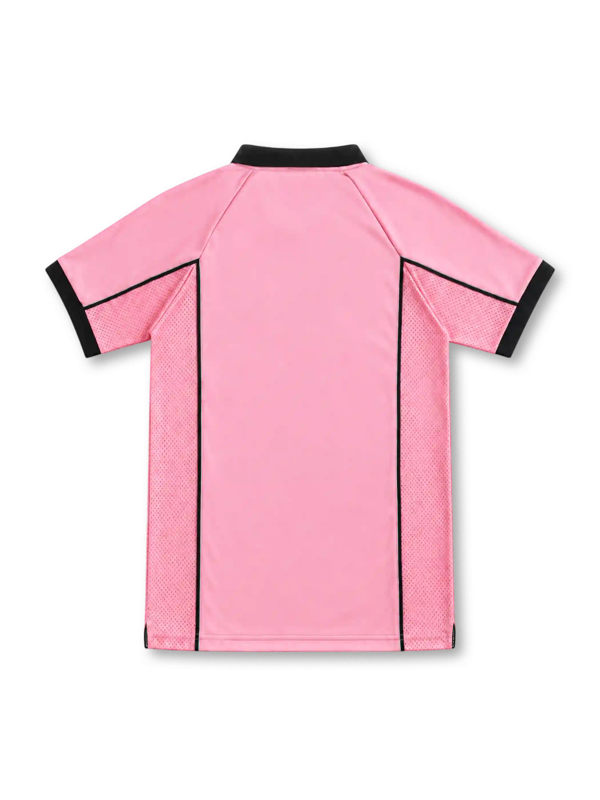Juventus 1997/98 pink away jersey with black polo collar, centenary logo, Kappa logo and Sony MiniDisc sponsor