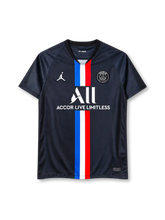 Paris Saint-Germain 2019/20 third jersey in dark navy with blue, white and red centre stripe and Jordan logo