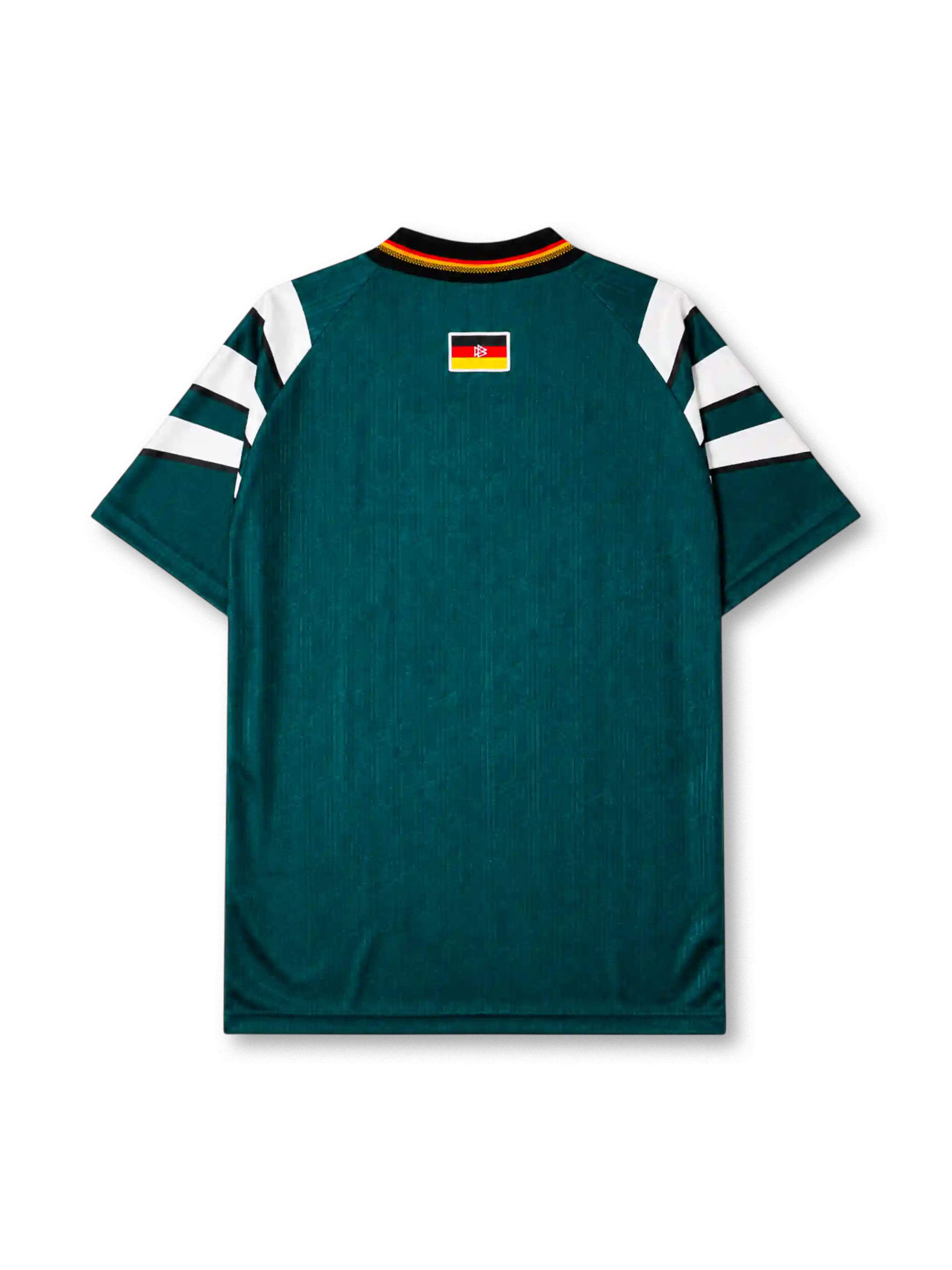 Germany 1996 away jersey in green with white sweeping stripes