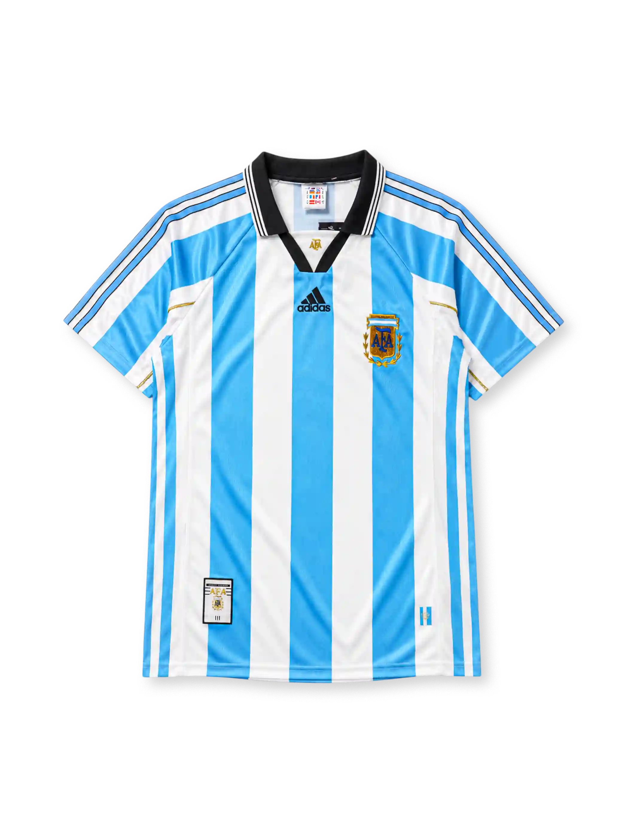 Argentina 1998-99 home jersey in sky blue and white stripes