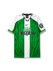 Nigeria 1996 home jersey in green and white vertical panels