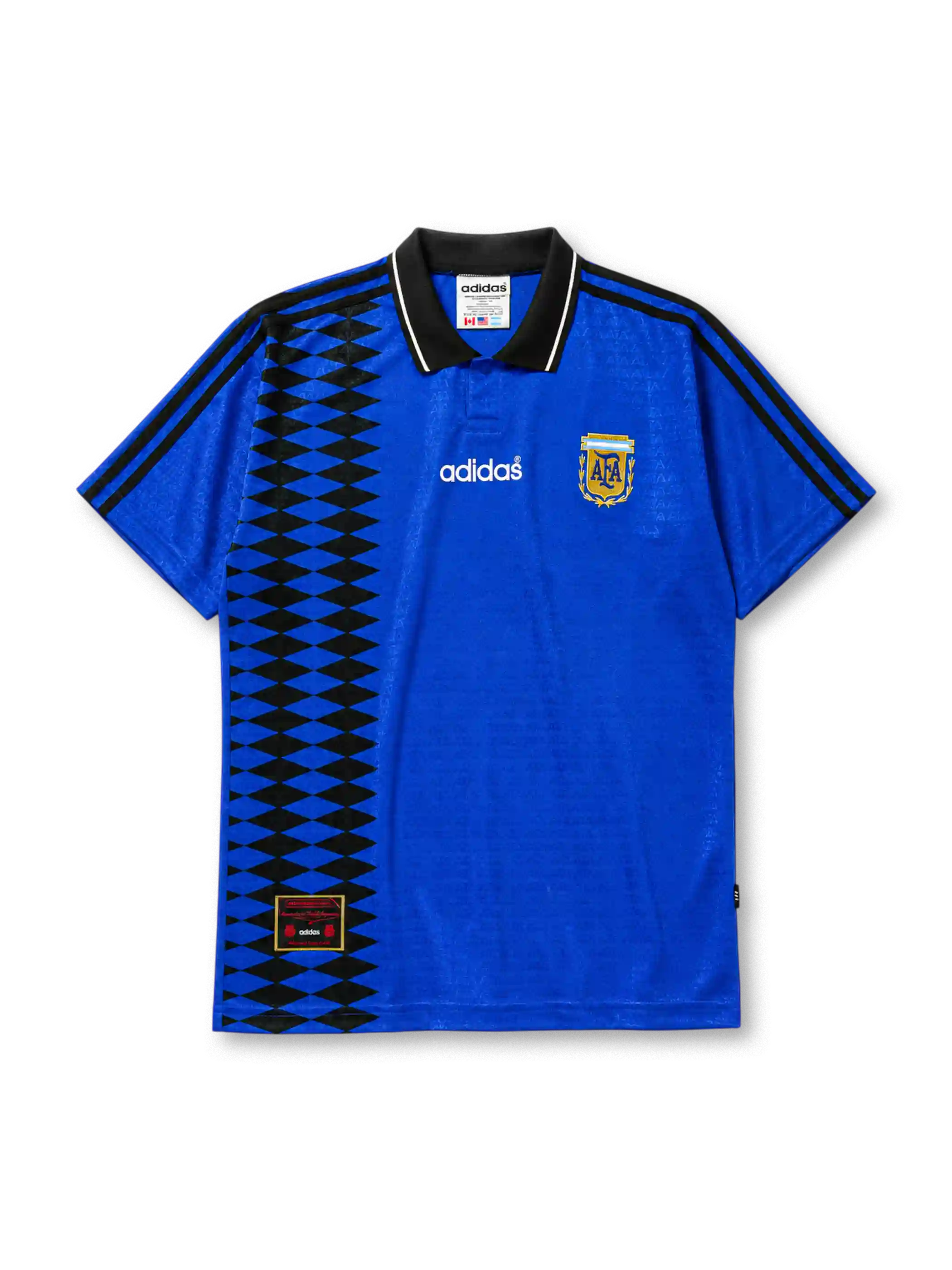 Argentina 1994 away jersey in blue with black diamond pattern