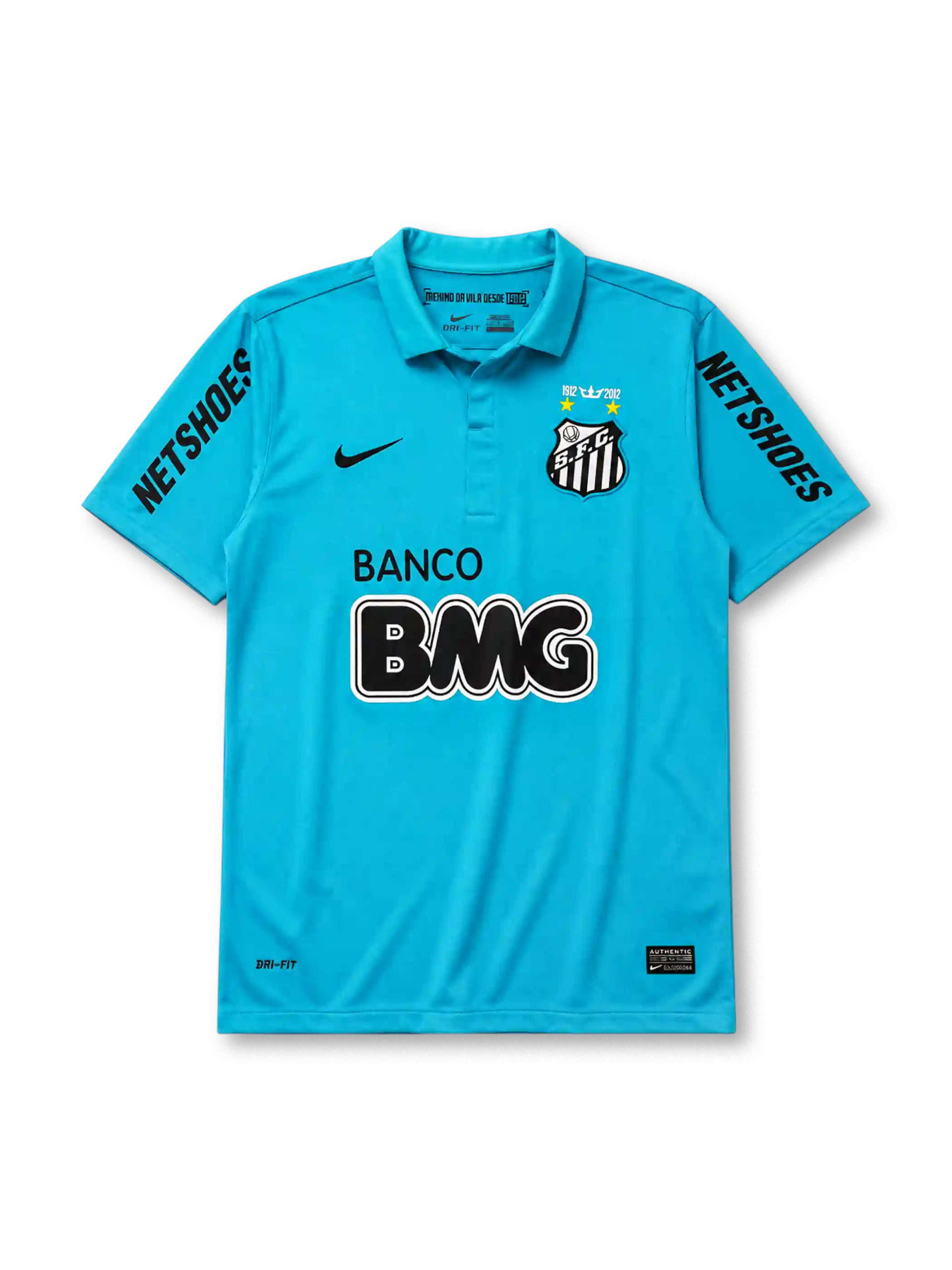 Santos FC 2012-13 third jersey with centenary crest in sky blue