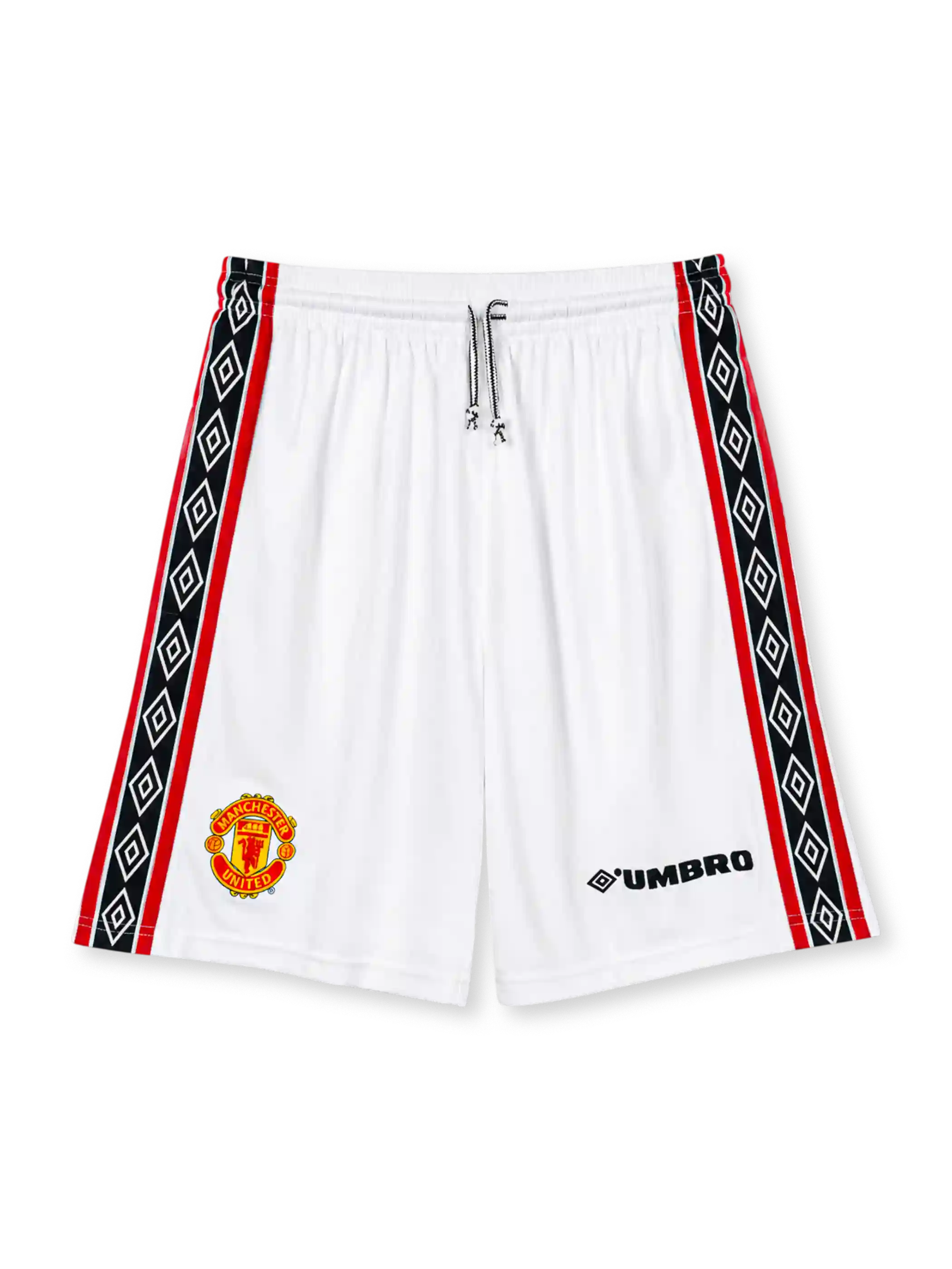 Manchester United 1998 home shorts with diamond side taping