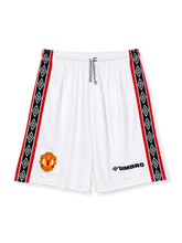 Manchester United 1998 home shorts with diamond side taping