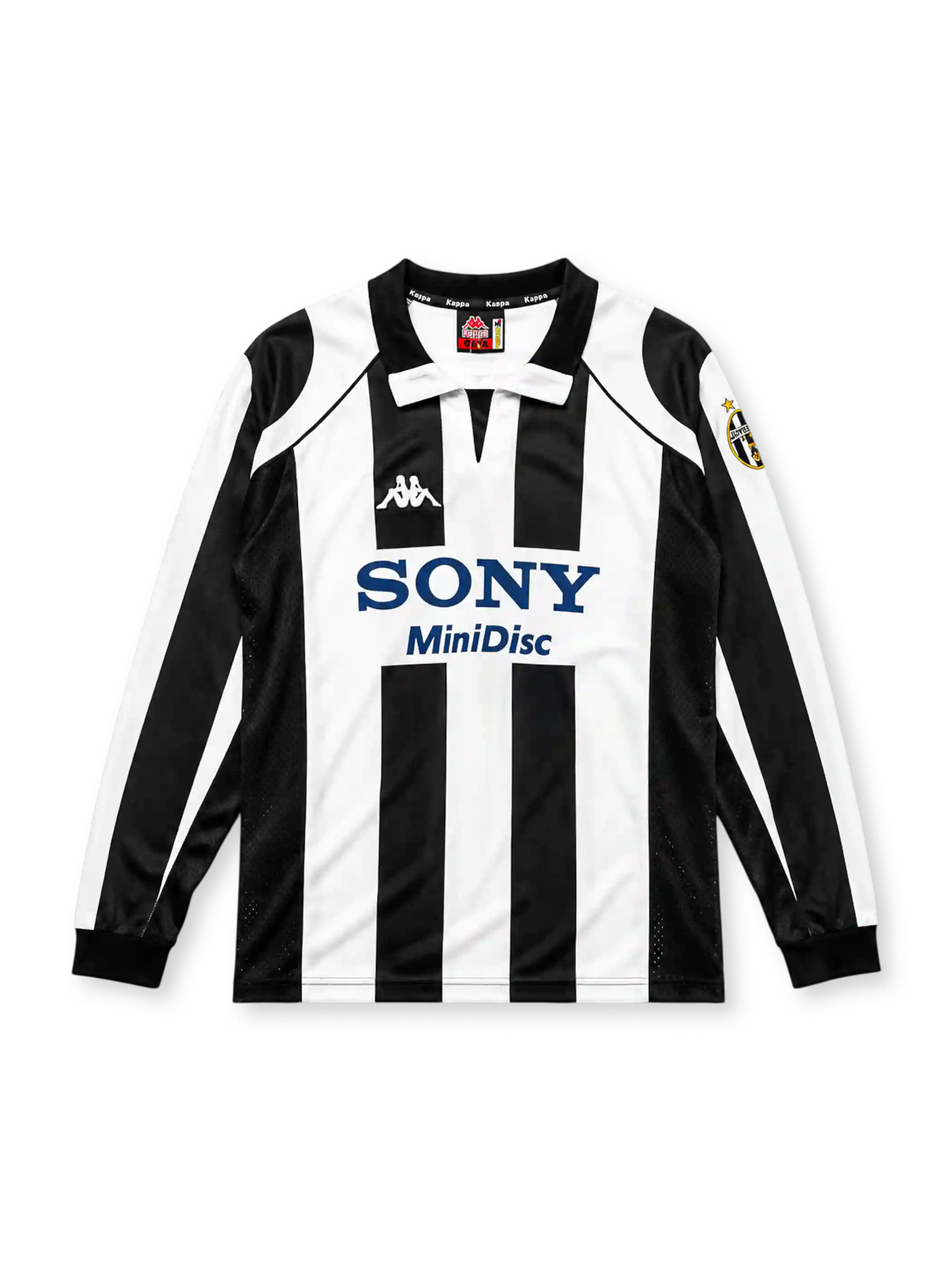 Juventus 1997-98 long sleeve home jersey in black and white stripes