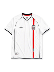England 2001-03 home jersey in white with central red stripe