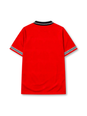 England 1990 away jersey in red with black collar
