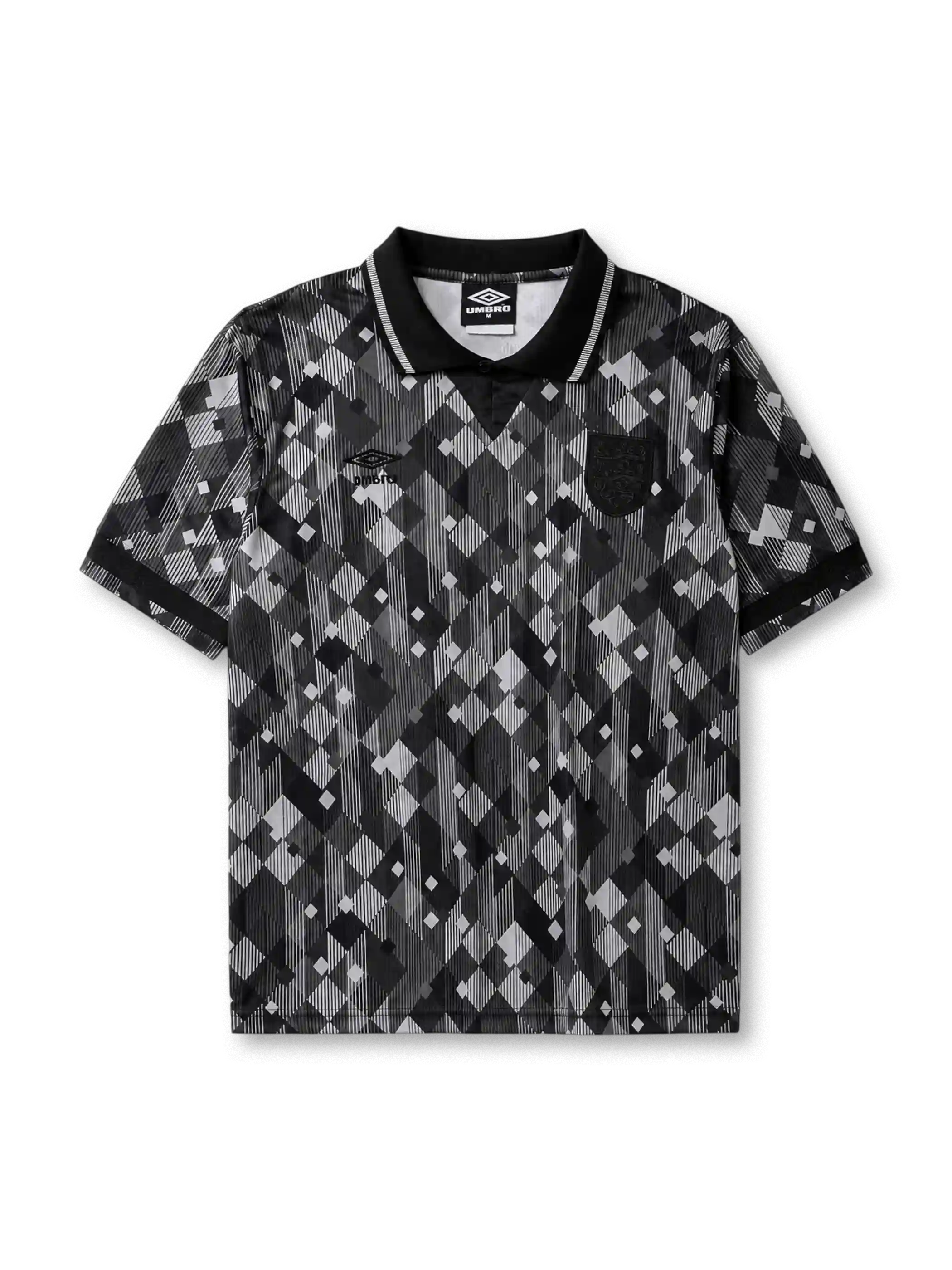 England 1990 blackout jersey with tonal geometric pattern