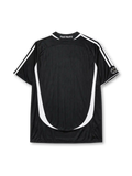 Real Madrid 2006-07 third jersey, front view, black body with white side panels, adidas three-stripe shoulder detailing, FIFA Best Club of the Century emblem, adidas logo, club crest, BenQ Siemens sponsor logo, sleeve patch