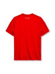 Real Madrid 2011-12 third jersey, front view, red body, white adidas three-stripe shoulder detailing, crew neck collar, adidas logo, club crest, bwin sponsor logo, Climacool label