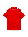 Liverpool 2006-07 home jersey, front view, red body with white piping, funnel collar, adidas three-stripe shoulder detailing, adidas logo, club crest, Carlsberg sponsor logo