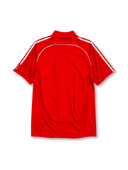 Liverpool 2006-07 home jersey, front view, red body with white piping, funnel collar, adidas three-stripe shoulder detailing, adidas logo, club crest, Carlsberg sponsor logo
